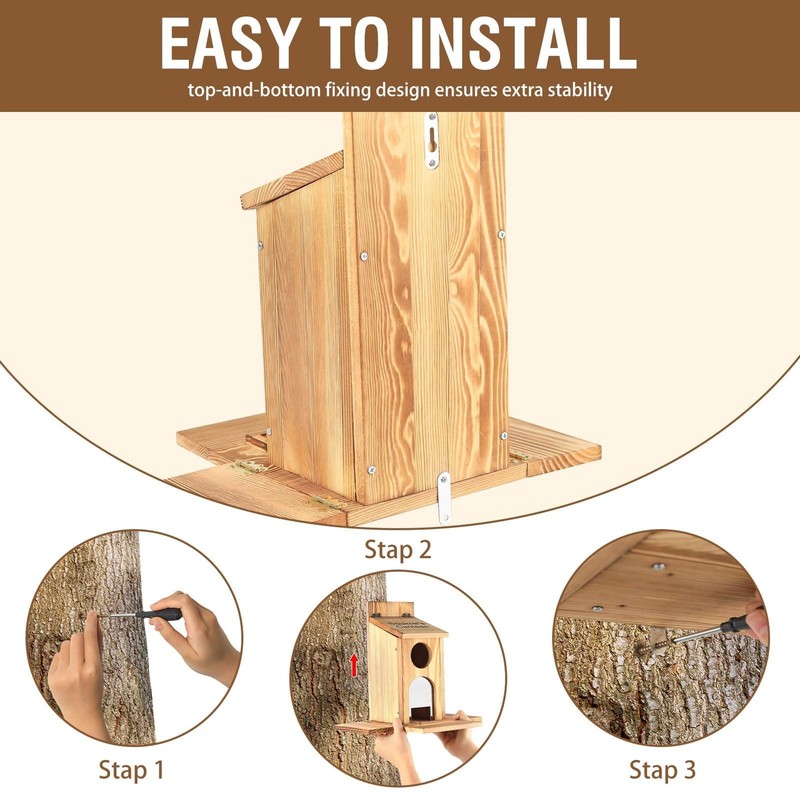 Squirrel Feeder With Standing Panel Wooden Nut Bar For Outside Chipmunk Box gallery