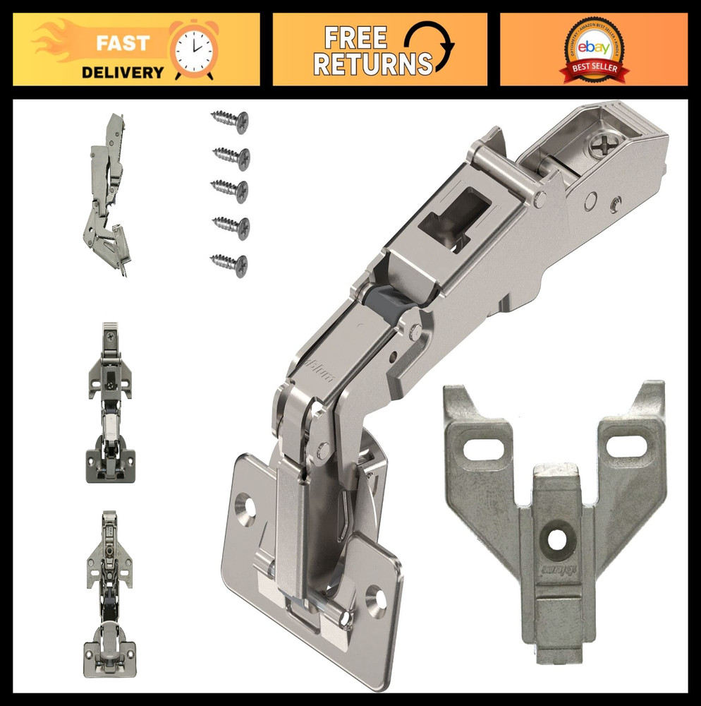 Wide Angle 170° Hinge Set for Face Frame, Full Overlay, 0mm Plate - 2 Pack