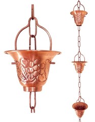 8.5 ft rain chain Pure Solid Copper Vinyard cups JAS8005C NEW