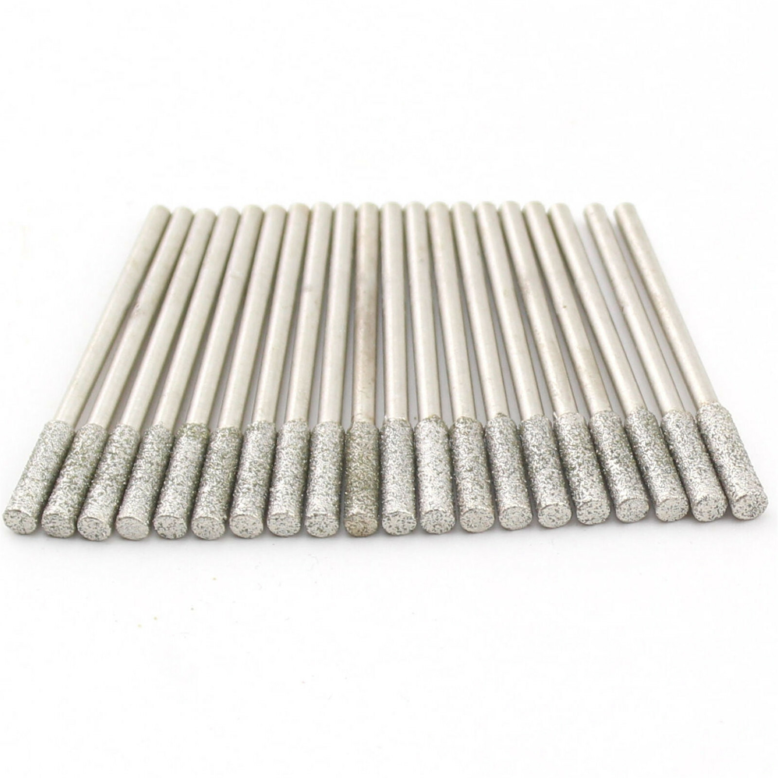 30Pcs 3mm 1/8" Cylindrical Diamond Grinding Head Bits Jade Carving Burrs Coated gallery