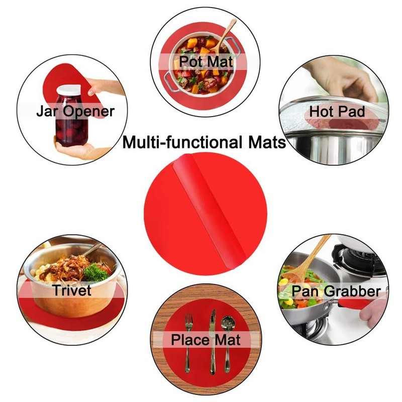Multi-Purpose 12-Inch Red Silicone Microwave Mat Set – BPA Free & Easy Clean gallery