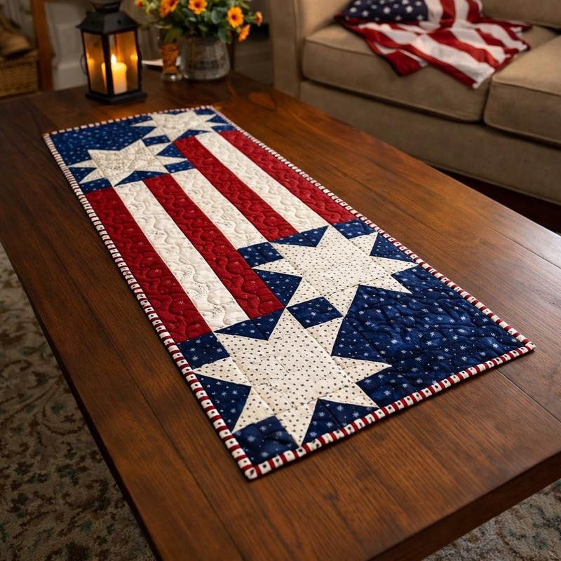 Patriotic Table Runner Pattern, American Flag Quilted Table Decor gallery