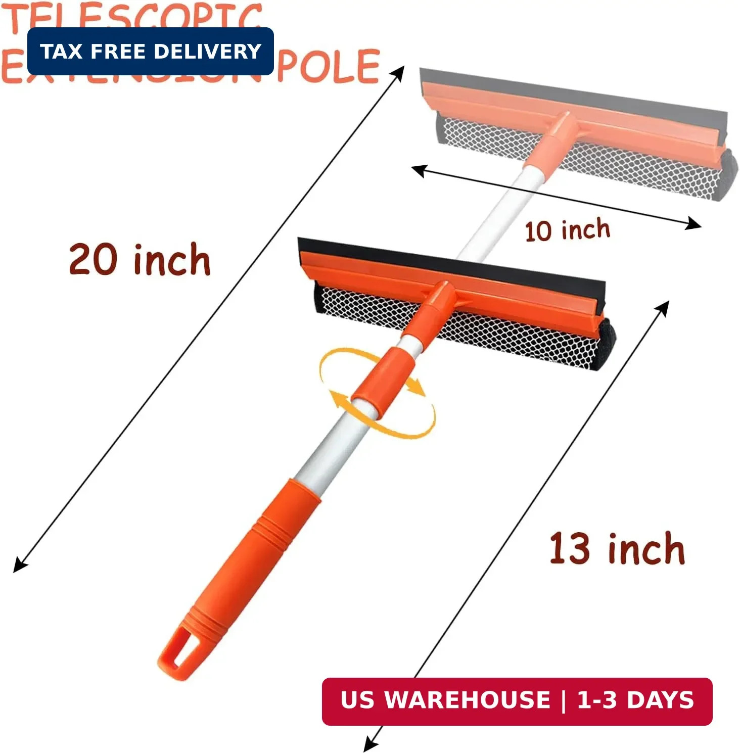 Windshield Cleaner Tool 2 in 1 Car Window Squeegee with Extendable Handle gallery