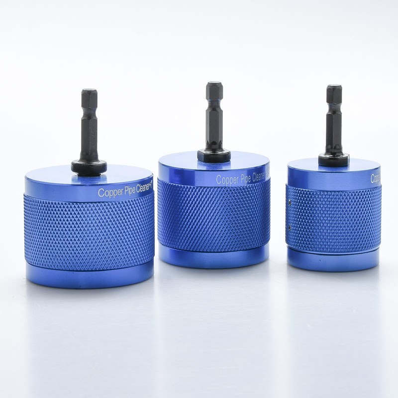 3pcs Copper Pipe Cleaner Dual-Use Manual & Drill 1/2" 3/4" 1" Solder Prep Kit gallery