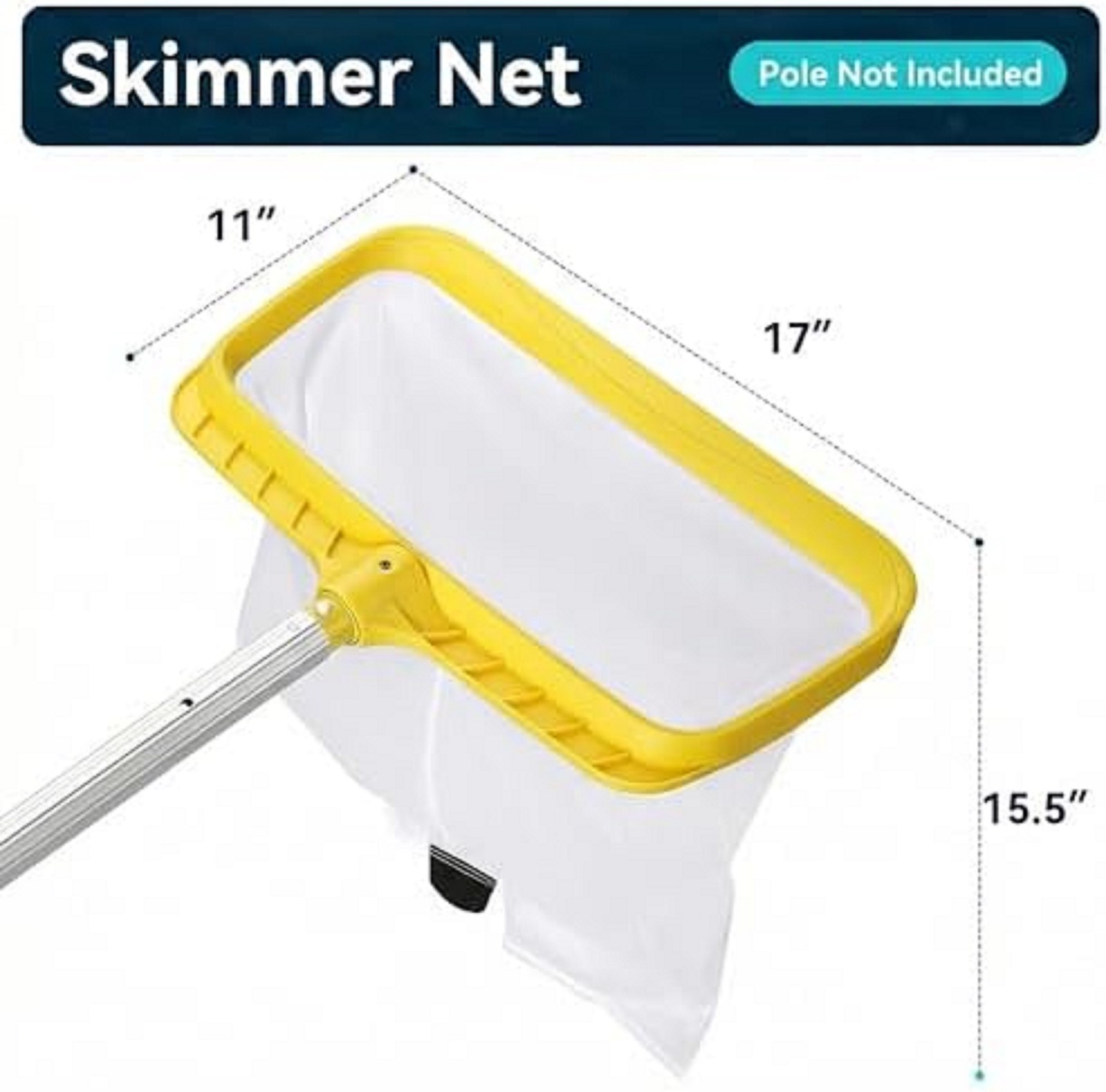 Professional Pool Skimmer Net with Yellow Frame & 30-Mesh - Heavy Duty Deep Leaf gallery