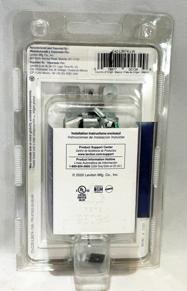 Leviton White 15 Amp Single Pole Rocker Light 3 Way Switch NEW SEALED L5674-LW gallery