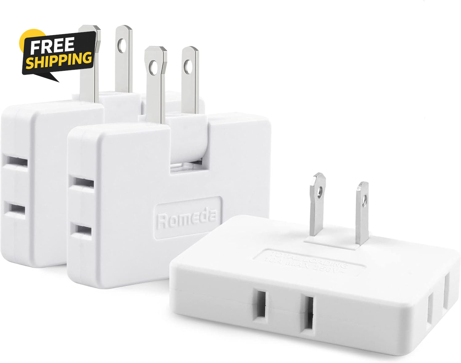 3 Pack AC Flat Wall Outlet Extender Flat Plug Adapter Outlet, Fold-Able gallery