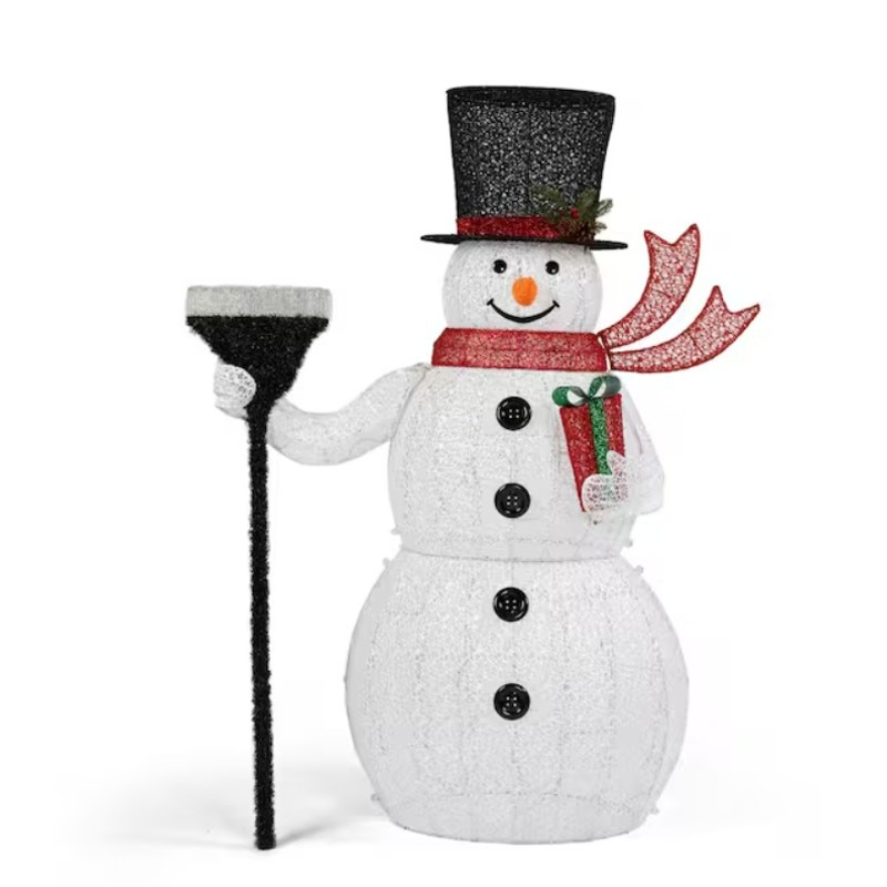 Vingli 59 in. White LED Snowman with Broom Christmas Yard Decor, Light-Up gallery