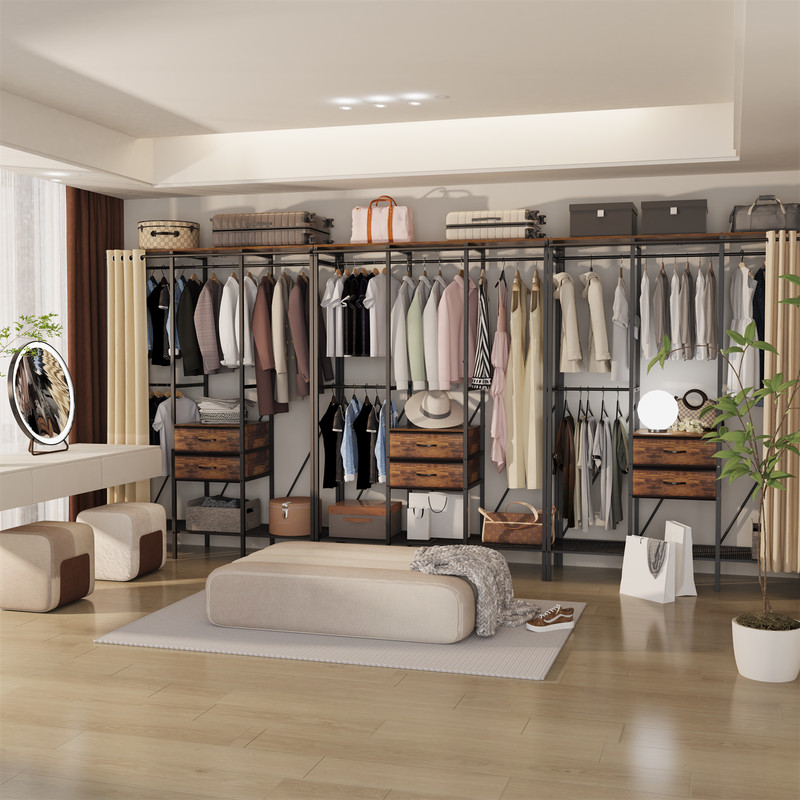Heavy Duty Clothes Rack with Dust-proof Curtain and Shelves Clothing Organizer gallery