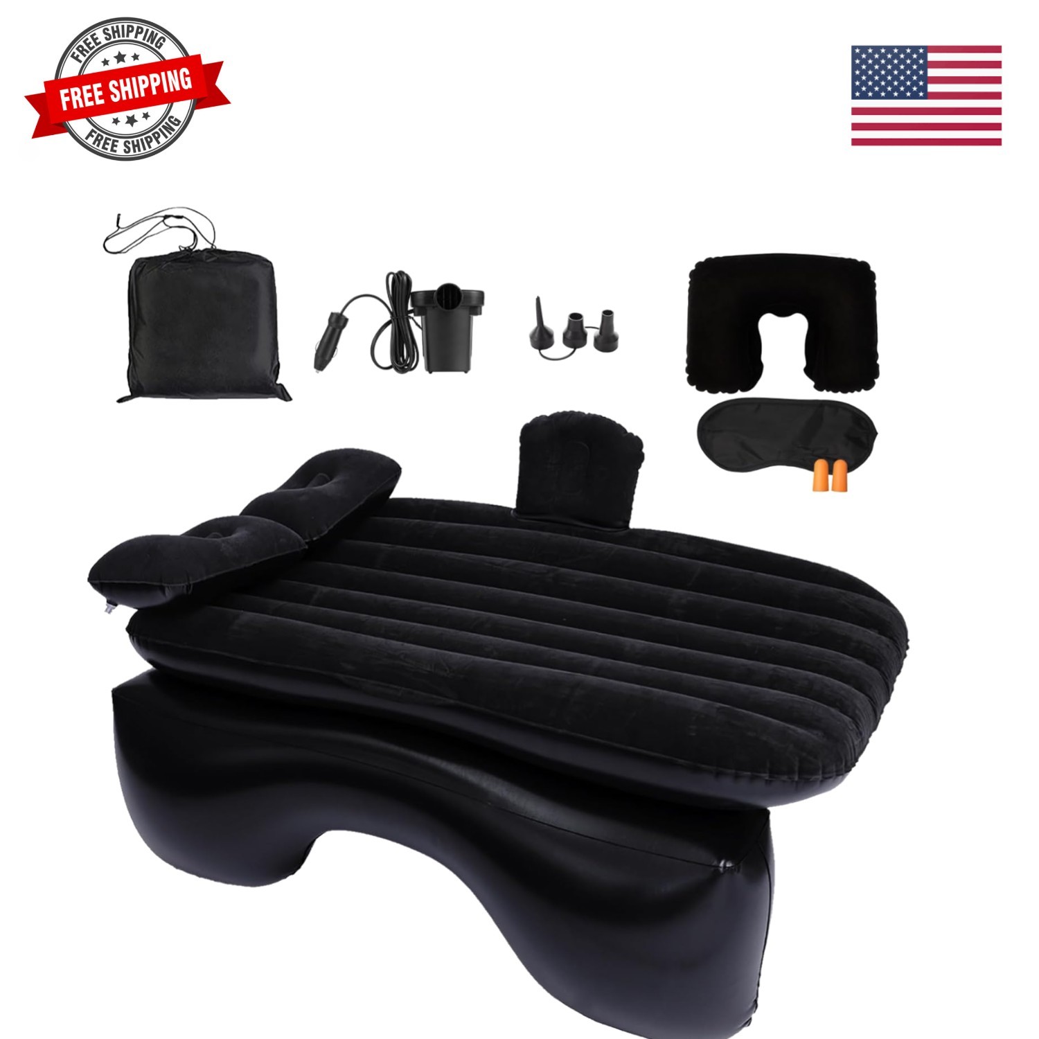 Inflatable Car Air Mattress Back Seat Bed with Air Pump,55" L x 35" W Portabl... gallery