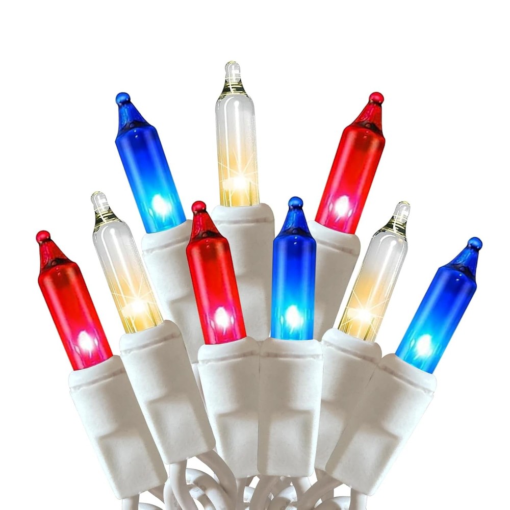 Red White Blue 100 Count Mini String Lights 4th of July Patriotic Decorations
