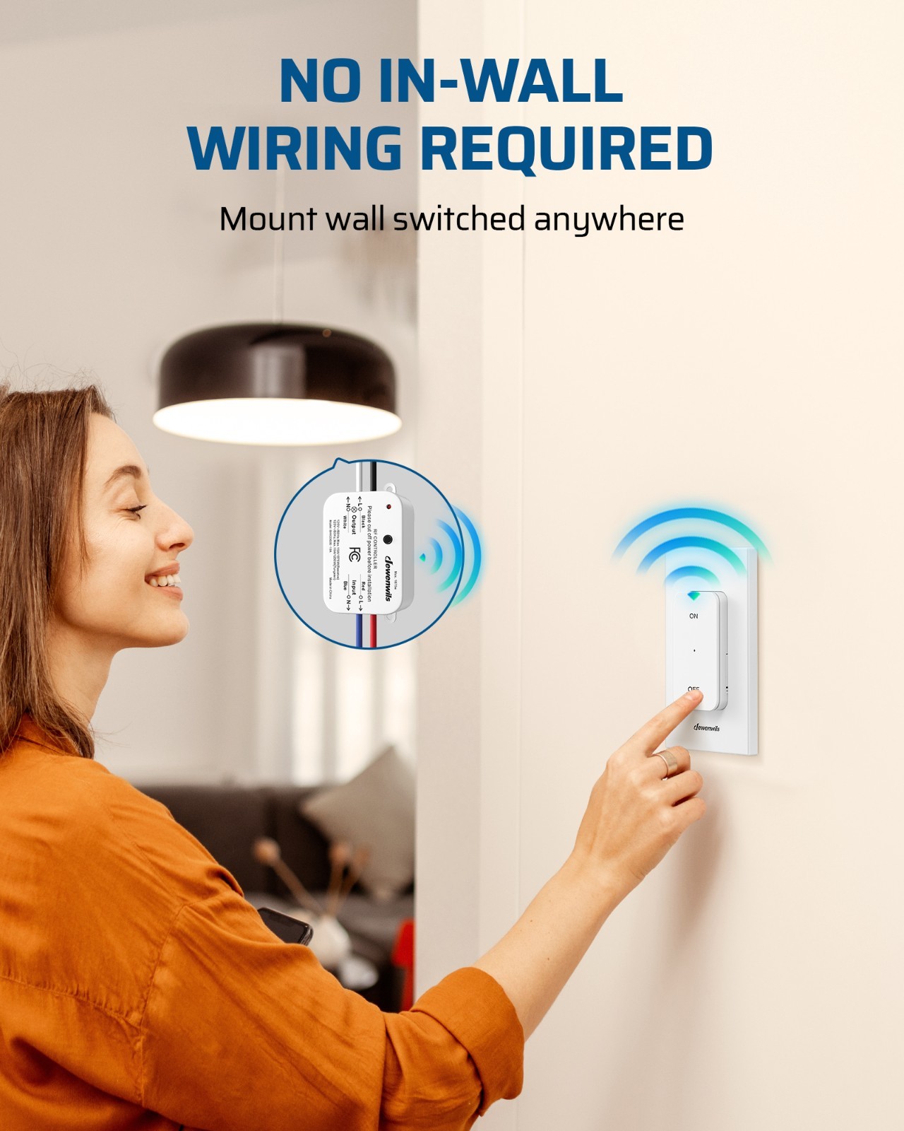 EDISHINE Wireless Light Switch&Receiver Kit 15A Hight Power Remote Light Switch gallery