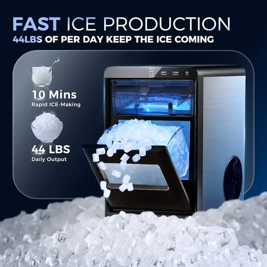 Nugget Ice Maker Countertop, 44Lbs/24H Pebble Ice Maker Machine, Self-Cleaning gallery
