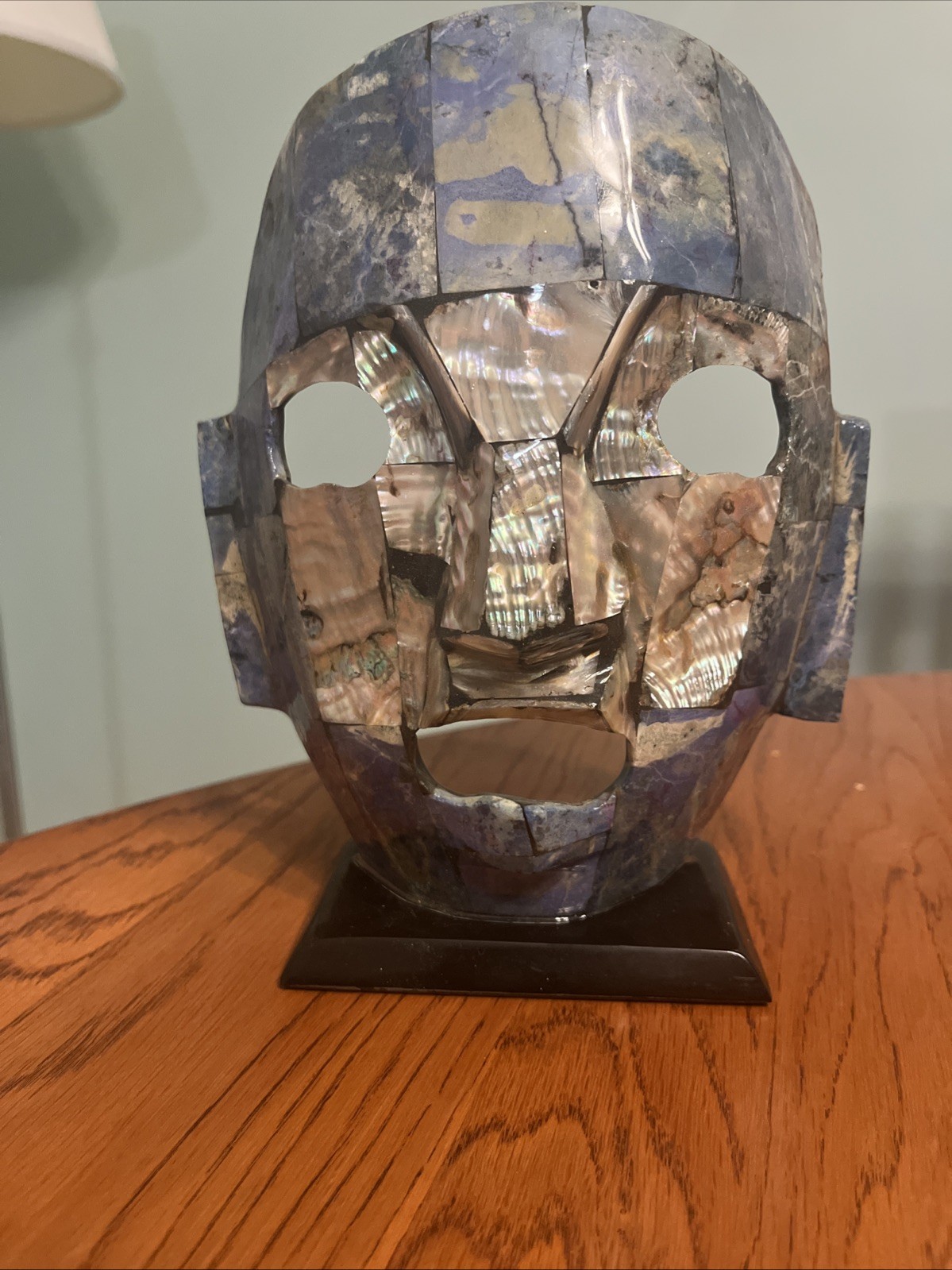 Shell Mask Modern Art Decor Handmade Bookshelf, Laquer And Pearl, Creepy Cool gallery