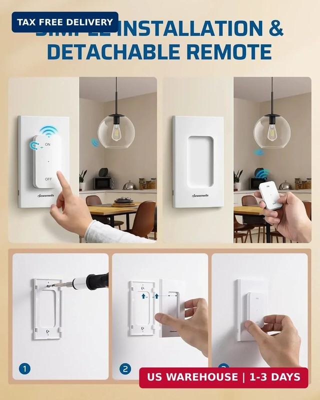 DEWENWILS Wireless Remote Light Switch, 15A Hight Power Wireless Remote Switch, gallery
