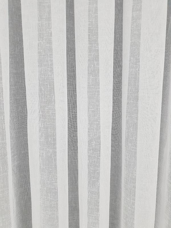 High Quality Patterned Linen Fabric Tulle Curtain, 1 by 2.5 pleated, White