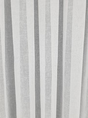 High Quality Patterned Linen Fabric Tulle Curtain, 1 by 2.5 pleated, White