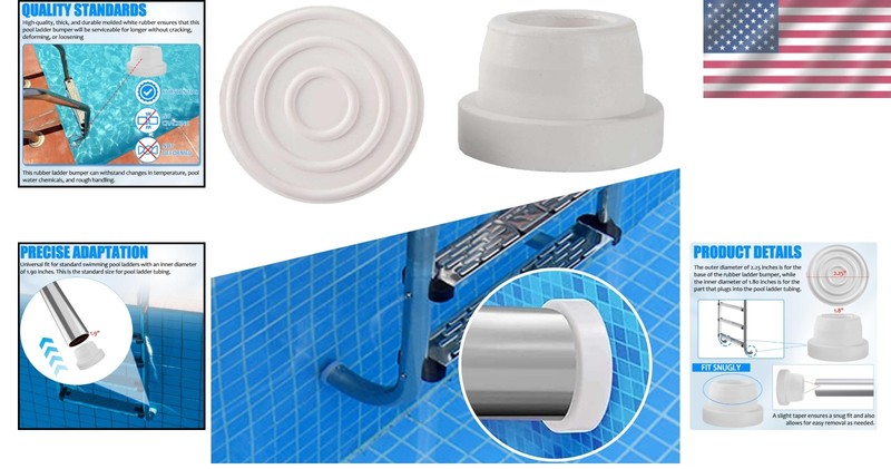 Durable 2-Pack Inside Pool Ladder Rubber Plugs for Standard 1.9" Ladders gallery