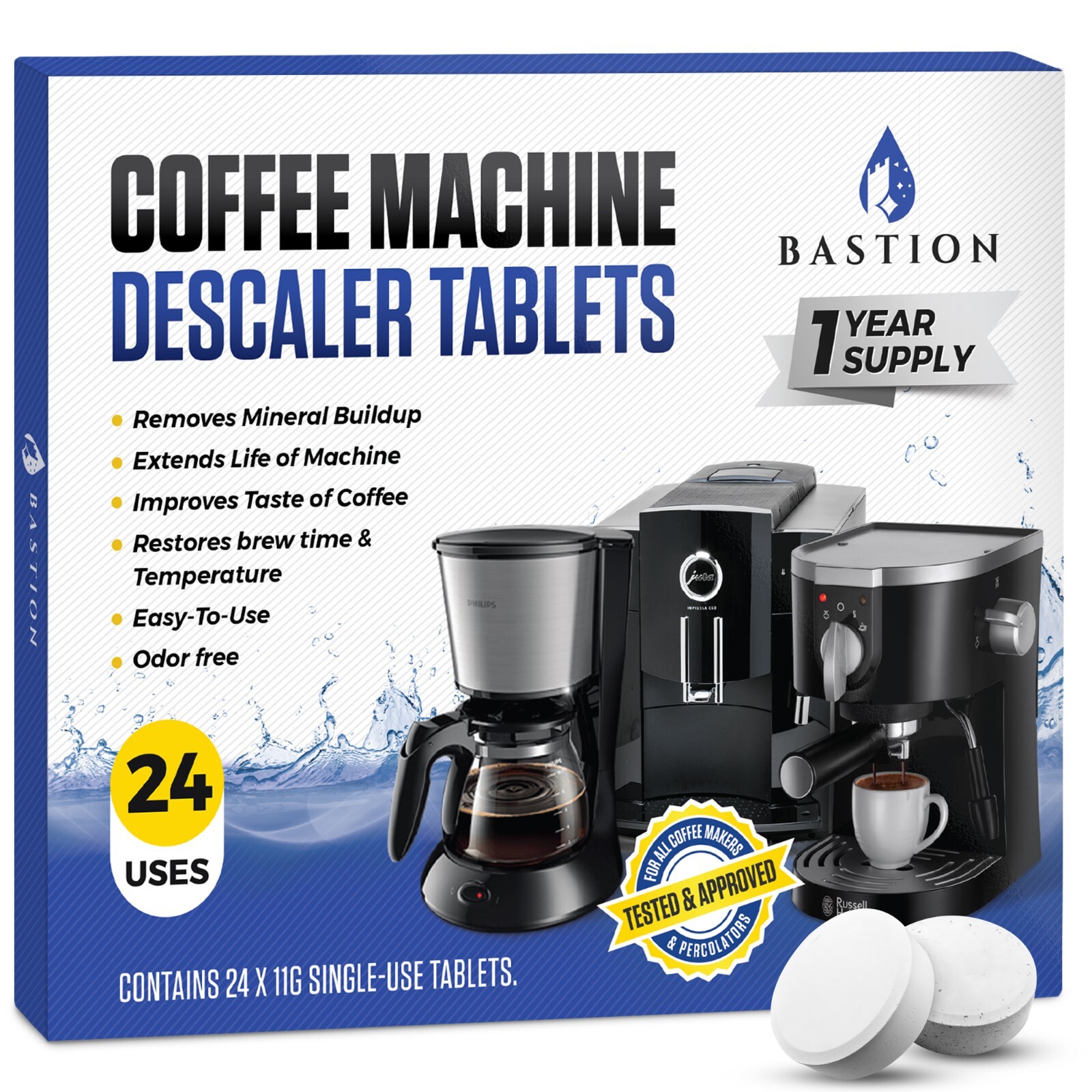 Coffee Machine Descaler Cleaner Tablets 24-Pack For Keurig, Nespresso, Breville gallery