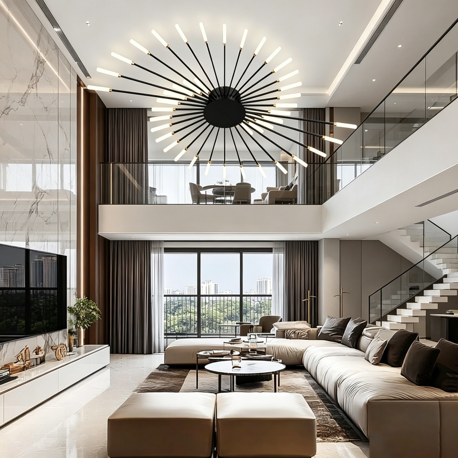 Elegant Fireworks LED Chandelier Ceiling Light for Bedroom Study Decor gallery