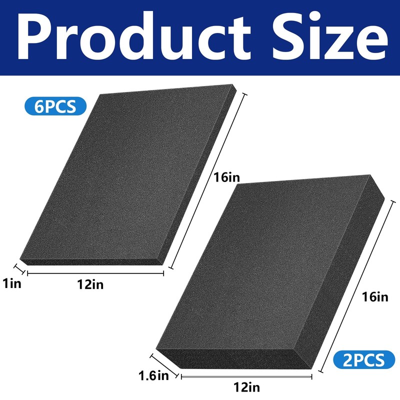 8 PCS Polyurethane Foam Sheets, 2 Sizes, Cuttable, Inserts, Packing, Cases gallery
