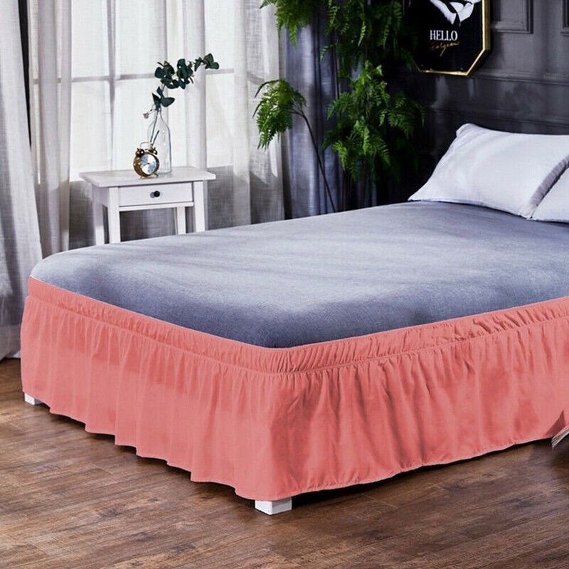 16'' Solid Elastic Bed Skirt Dust Ruffle Pleat Wrap Around Bedding Spread Cover gallery