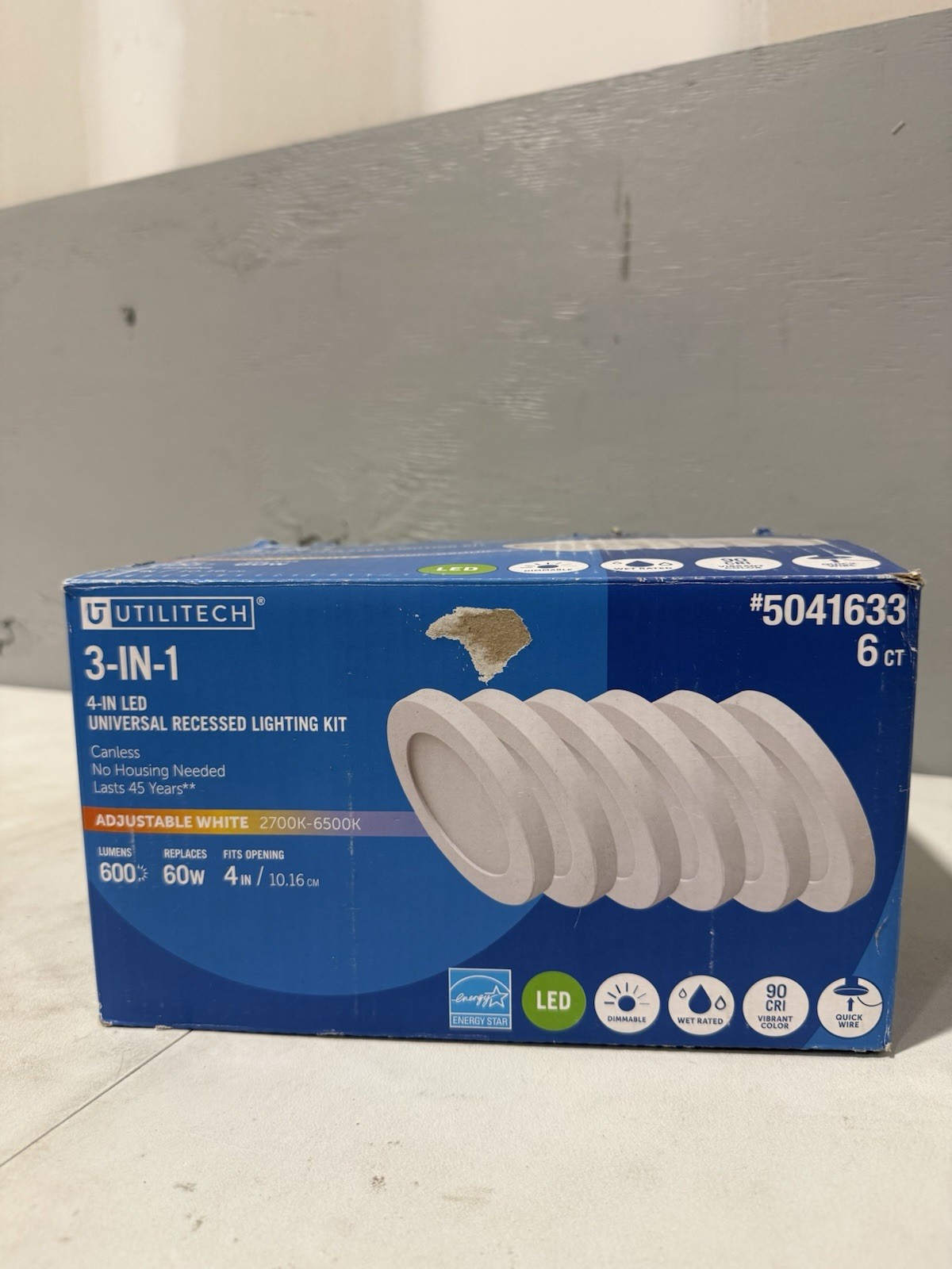 6x Utilitech LED Recessed Downlight White Adjustable 2700K-6500K 600lm gallery