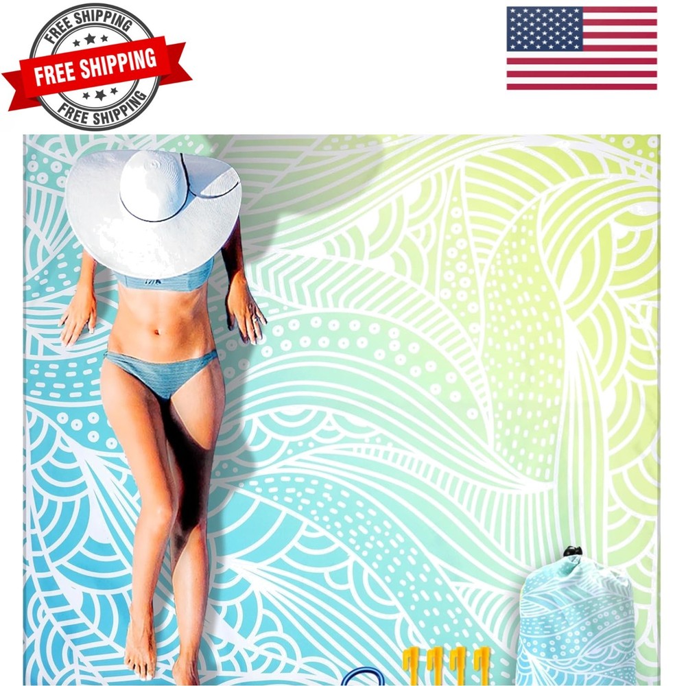 Beach Blanket Waterproof Sandproof Quick Drying Beach Mat Extra Large Outdoor...