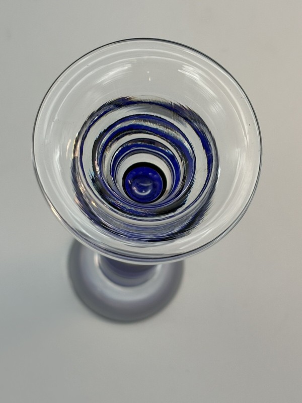Crate & Barrel Candle Stick Holder Cobalt Blue Glass Taper 10 In. gallery