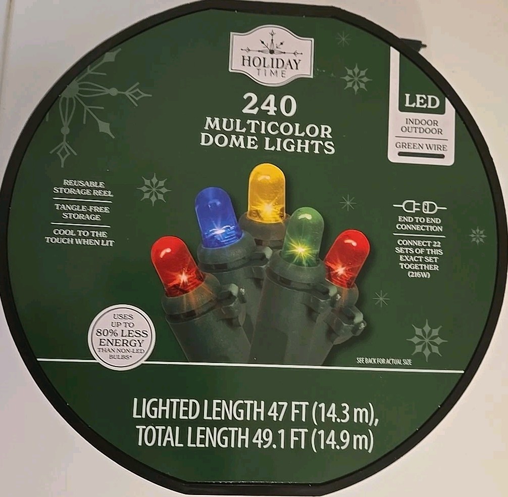 New 240-Count LED Dome Christmas Lights, Multicolor, 47', Holiday Time gallery