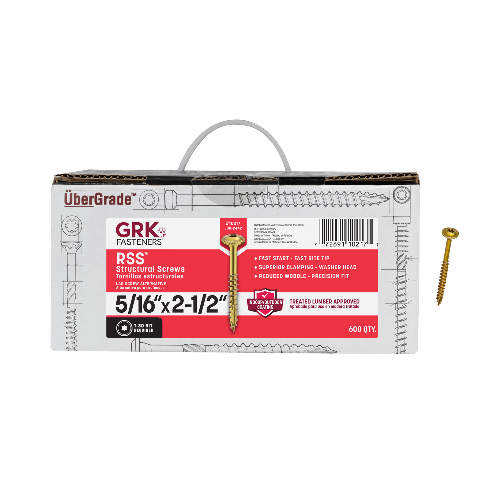 GRK Fasteners RSS™ 5/16 x 2-1/2 Inch, Rugged Structural Screws, 600 PCS, Rust gallery