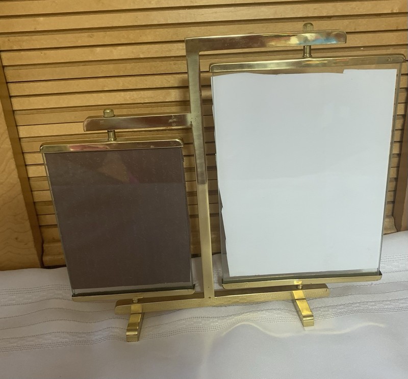 Dual Picture Frames Solid Brass Swivel Dual Sided Vintage Retro 5" x 7"& 4" x 5" gallery