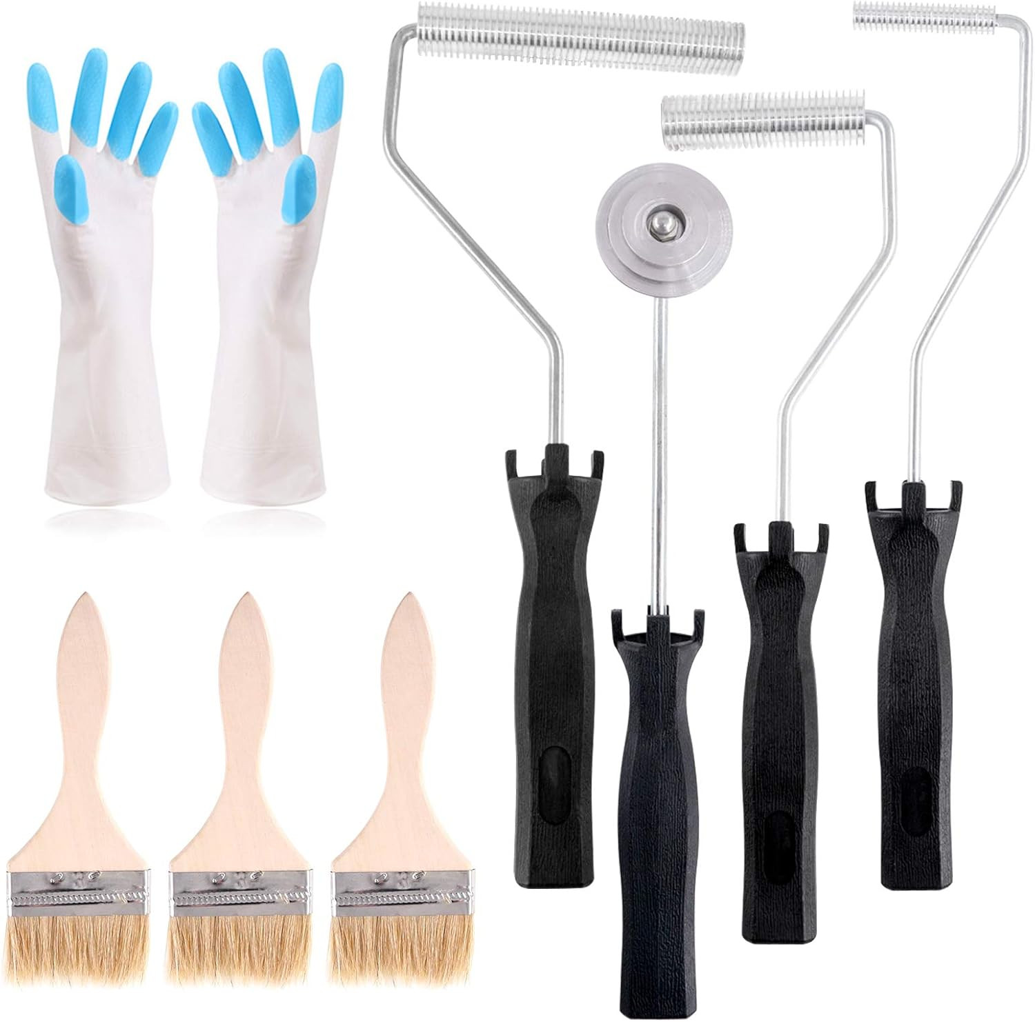 4Pcs Fiberglass Roller Tools and 1Pcs Detail Brushes with 1 Pair Glove Kit, Fibe gallery