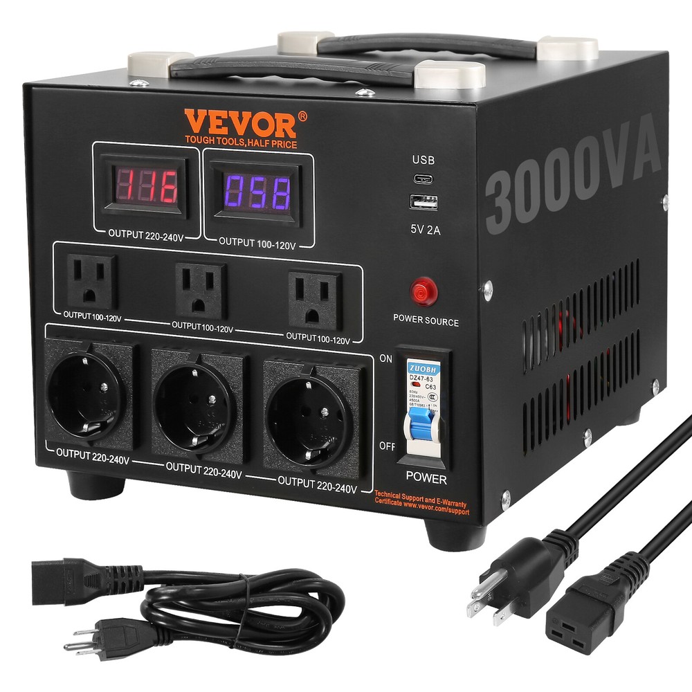 VEVOR 3000W Voltage Converter Transformer Step Up/Down 220V-110V /110V-220V CE