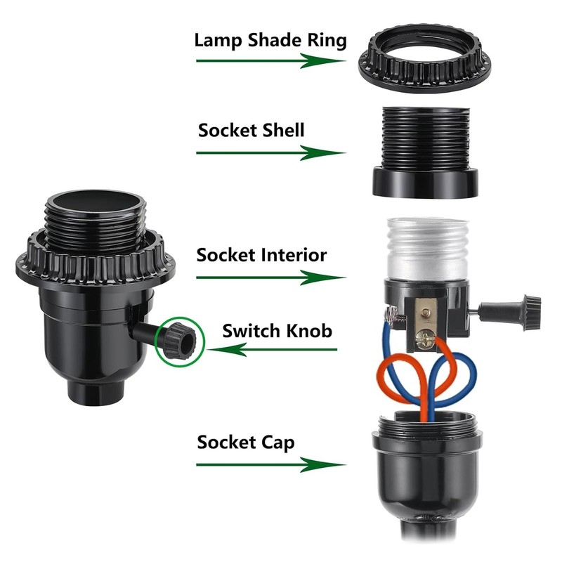 2 Pack Listed E26/E27 Light Socket Replacement with ON/Off Switch Knob, Lamp... gallery