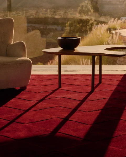 Nordic Knots Diamond Deep Red Wool Rug - 100% New Zealand Wool Hand-Tufted gallery
