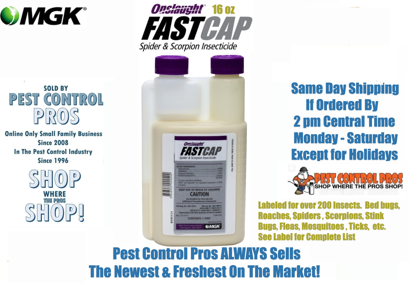 16 oz Onslaught FastCap Pest Control Insecticide Scorpions Roaches Spiders etc gallery