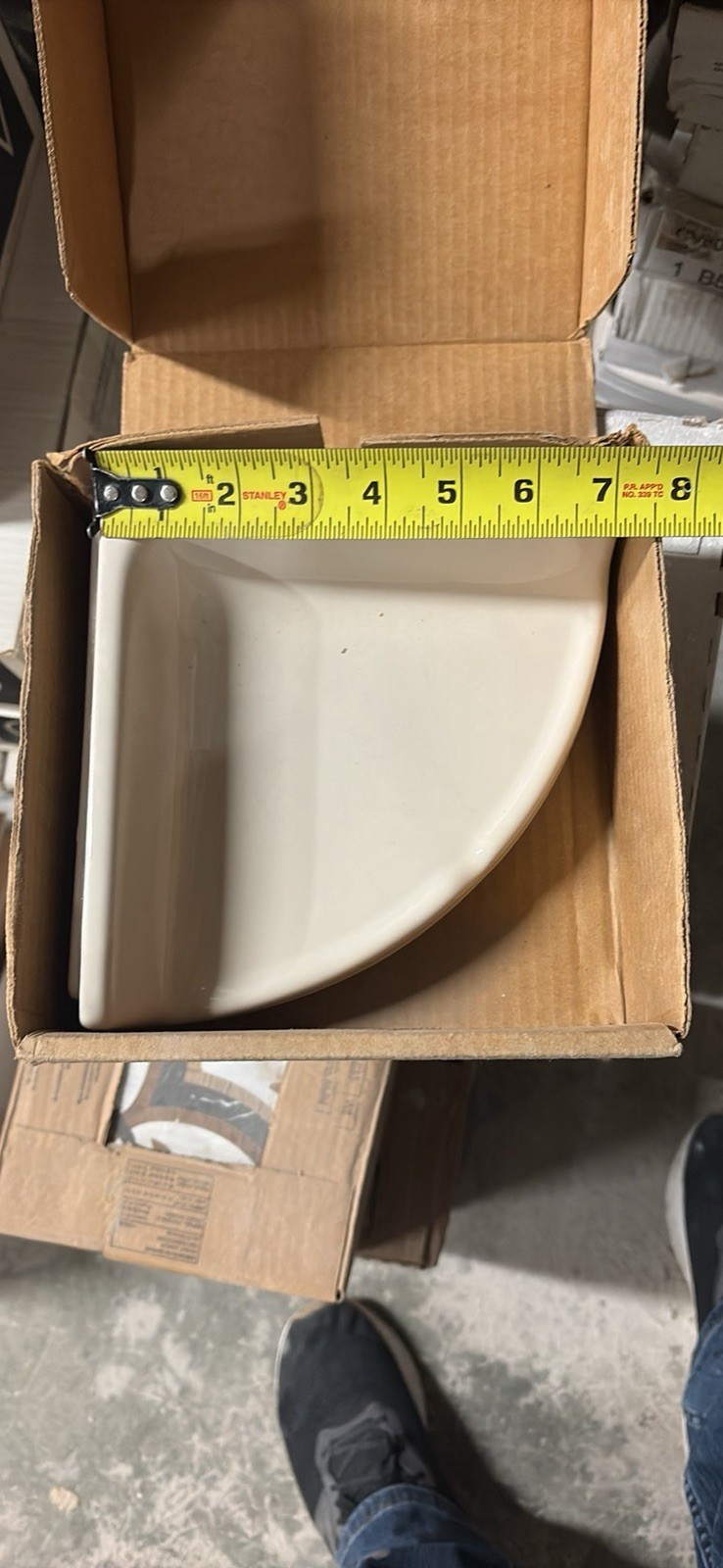 Bright White Matte Ceramic Corner Shower Shelf 0190 Medium 7.5 in White Daltile gallery
