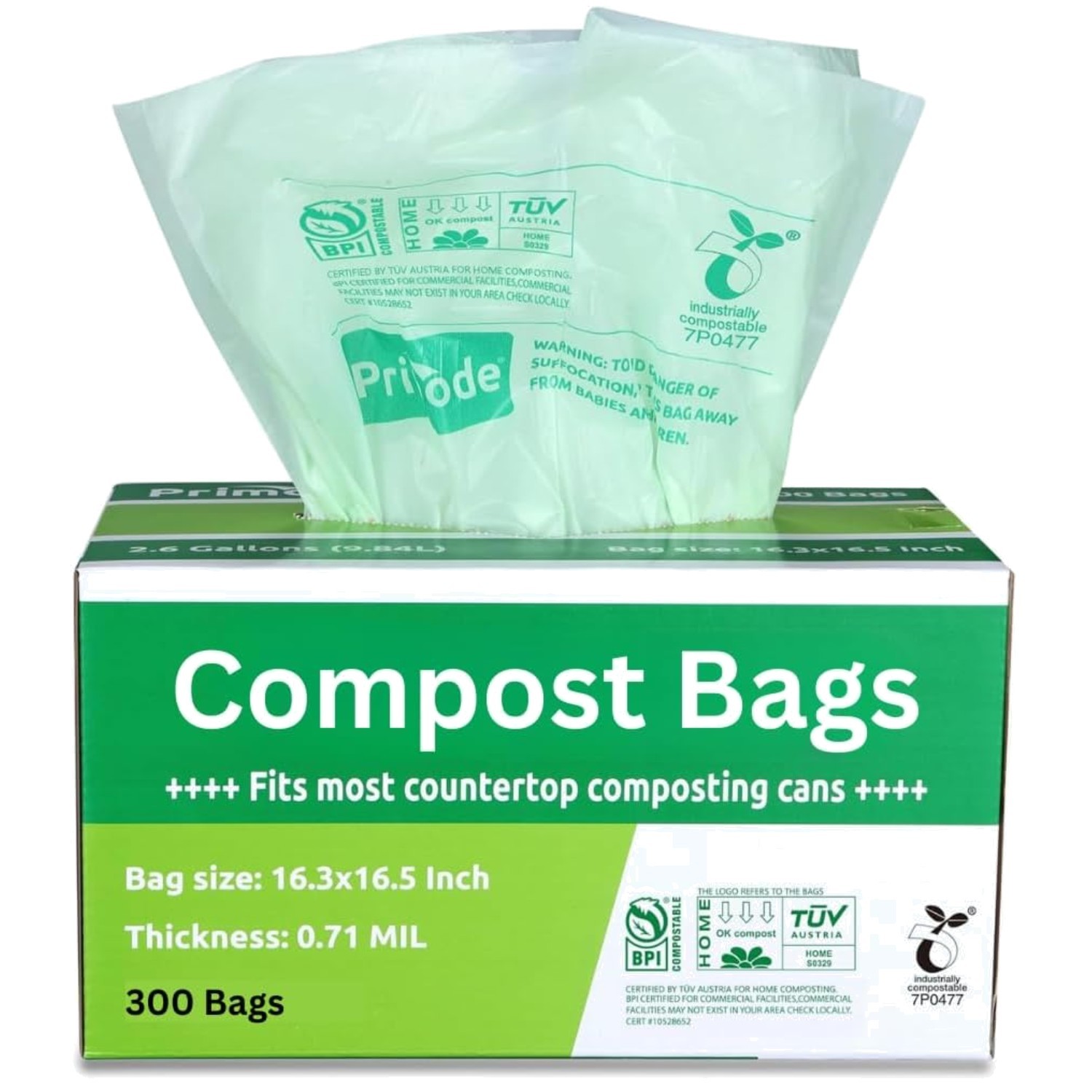 300 Count 2.6 Gallon Compost Bags - ASTM D6400 Certified gallery