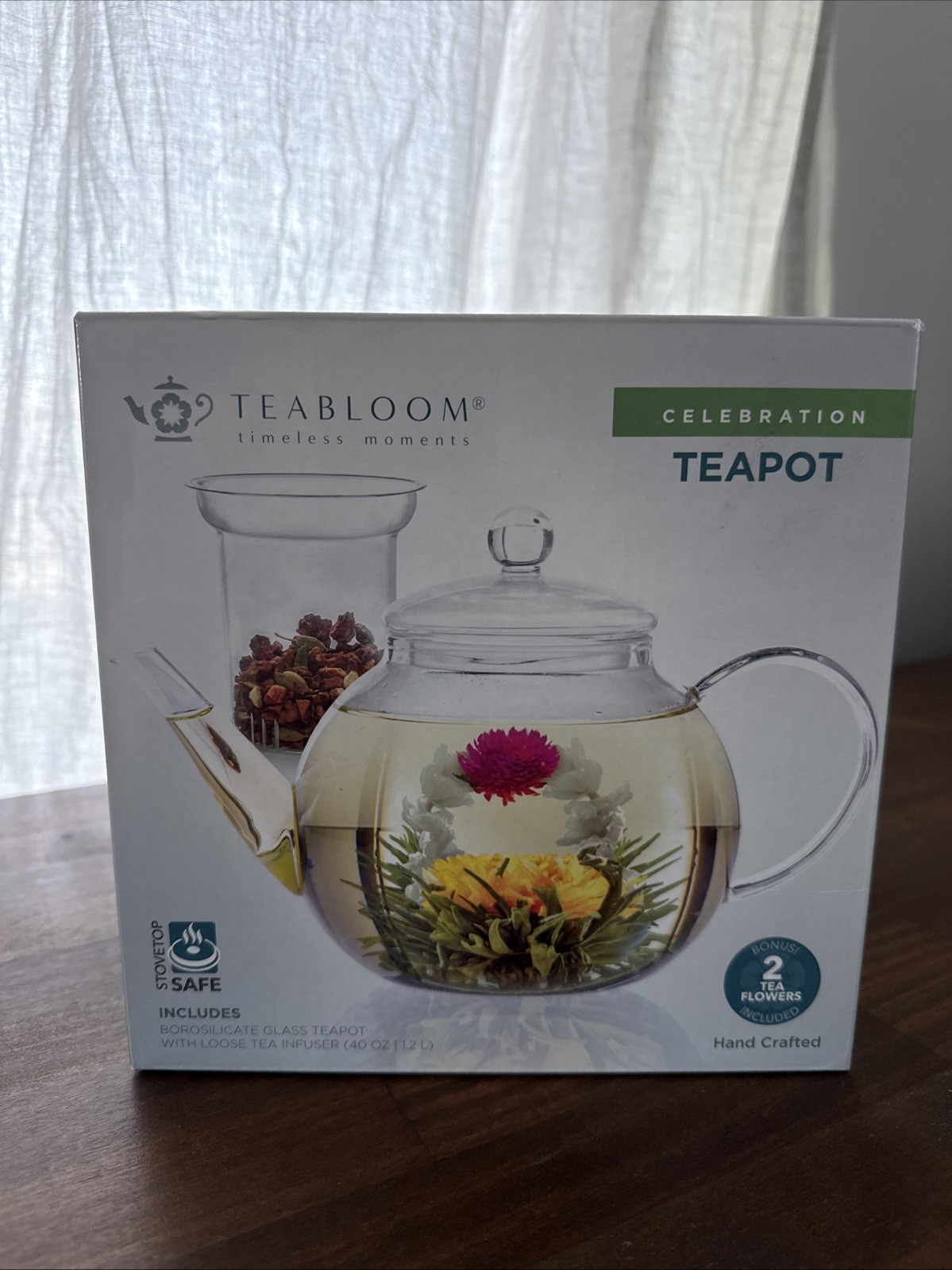 Teabloom Celebration Glass Teapot with Loose Tea Glass Infuser BRAND NEW gallery