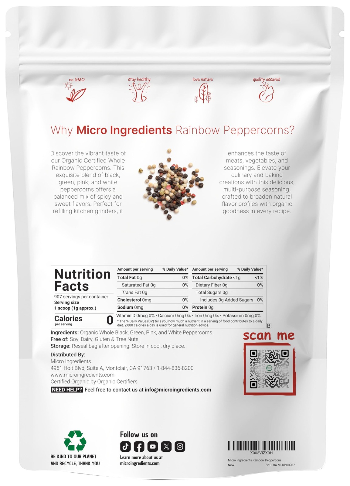 Micro Ingredients Organic Whole Rainbow Peppercorns, 2lbs | Premium Whole Pep... gallery