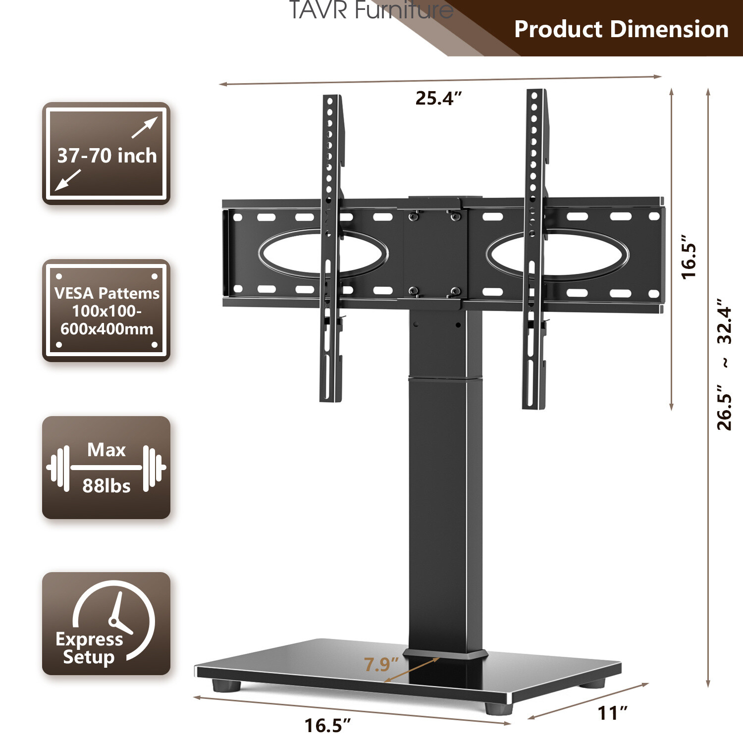 Swivel Tabletop TV Base Stand with Mount for 37 40 45 50 55 60 65 70 inch TV gallery