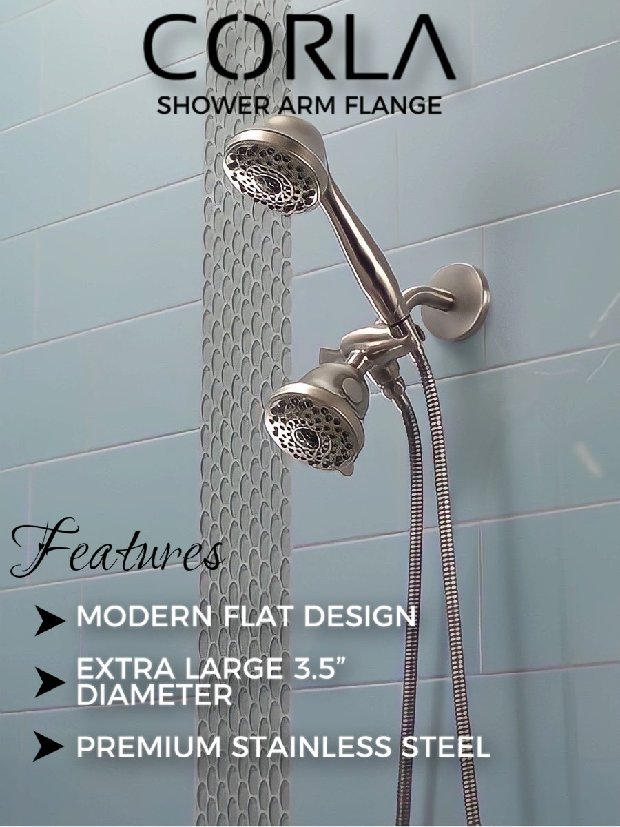 Corla 3.5" Shower Arm Flange Large Modern Universal Escutcheon Replacement Plate gallery