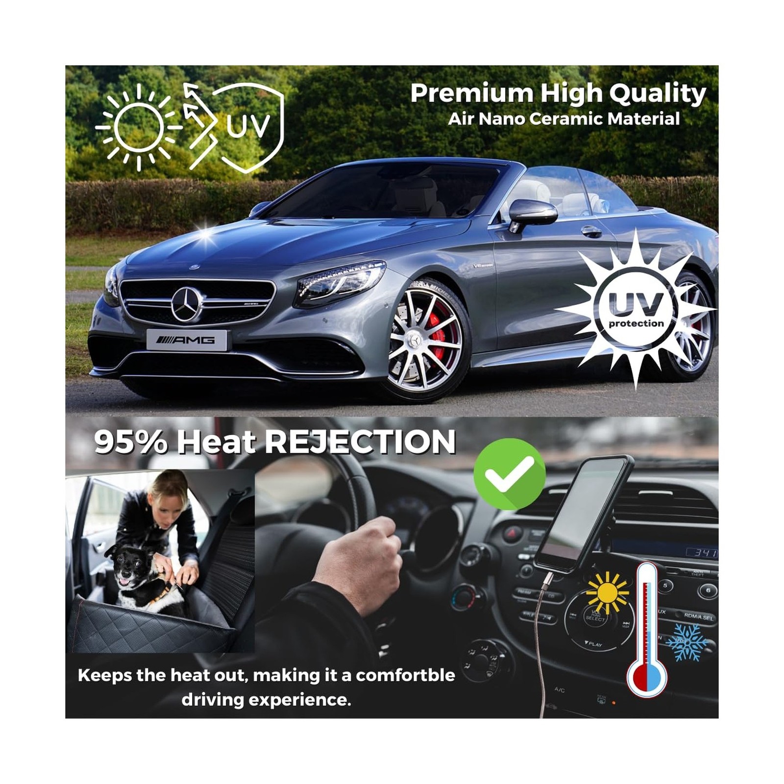 RockRose 35% Air Nano Ceramic Car Window Tint 40 in x 100FT 2PLY Charcoal Pri... gallery