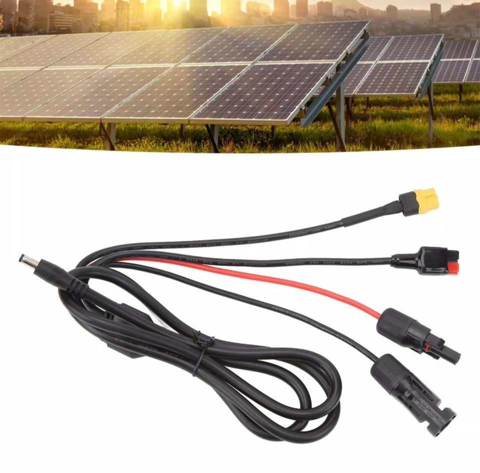 Solar Panel 1 to 4 Plug DC 5.5x2.1mm Adapter Extension Cable -Charger Connection gallery