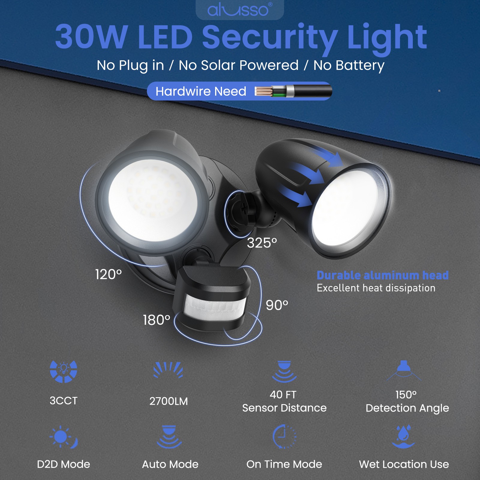 2700/3600lm LED Motion Sensor/D2D Floodlight Wall Mounted Outdoor Security Light gallery