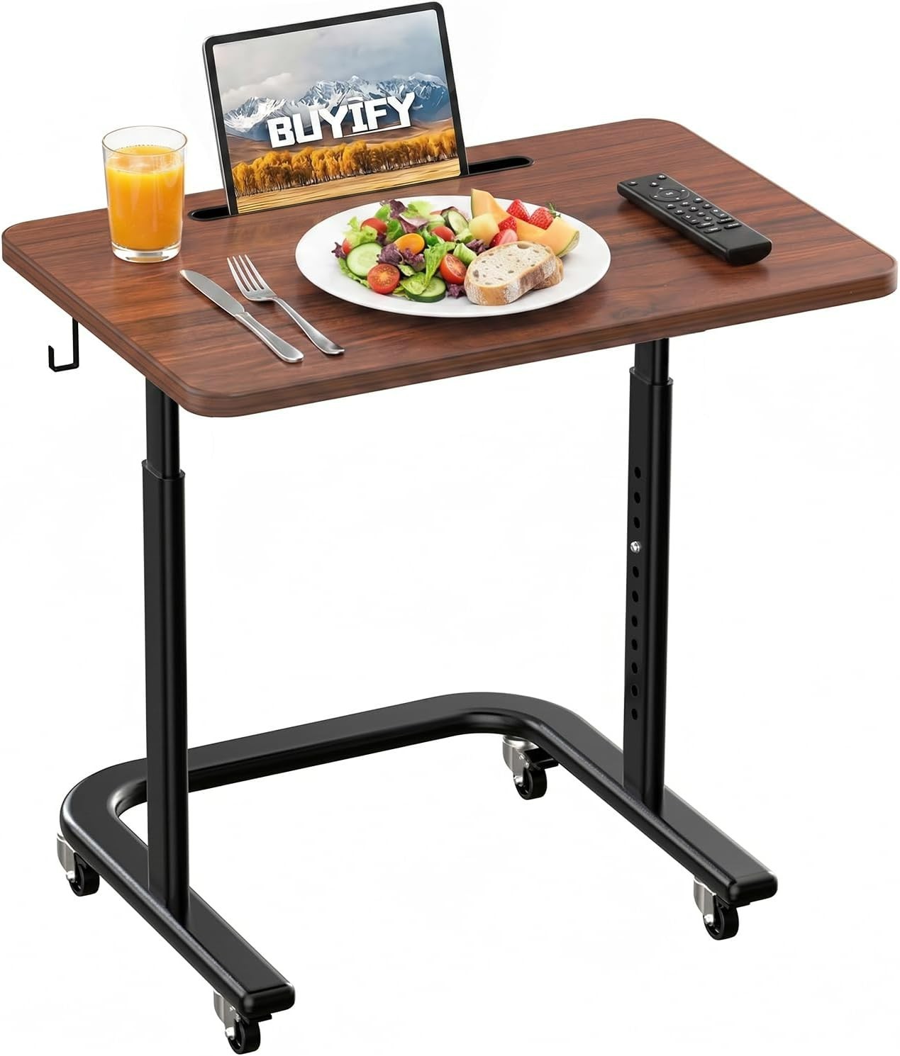 Height Adjustable TV Tray Table on Wheels - Rolling Laptop Desk for Bed & Sofa.. gallery
