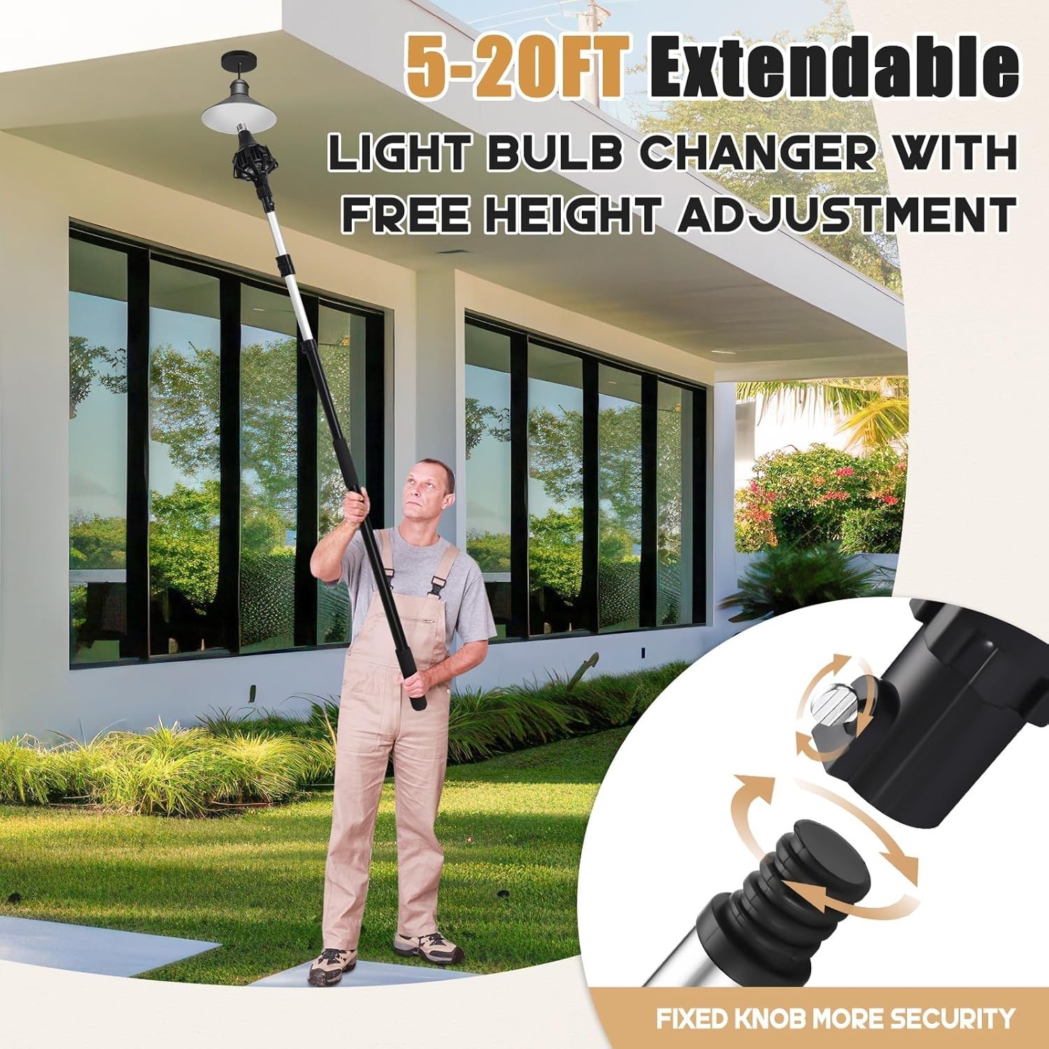 26FT Reach Light Bulb Changer for High Ceilings, 5-20FT Extension Pole, High Cei gallery