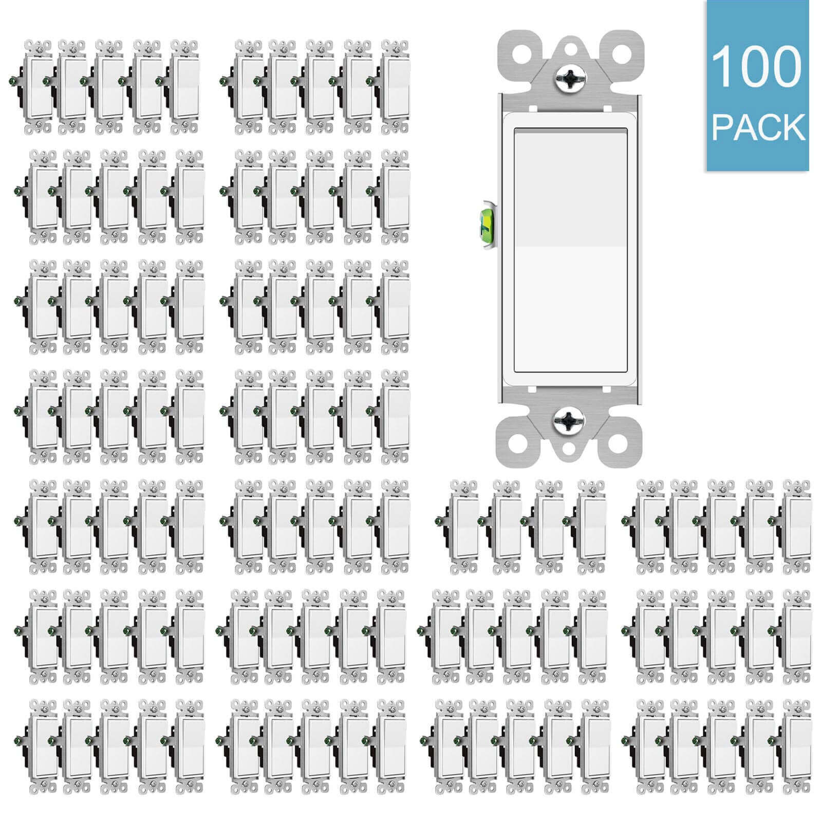 100 Pack 15A Decora Rocker Single-Pole Light Switch Wall Residential Grade Home gallery