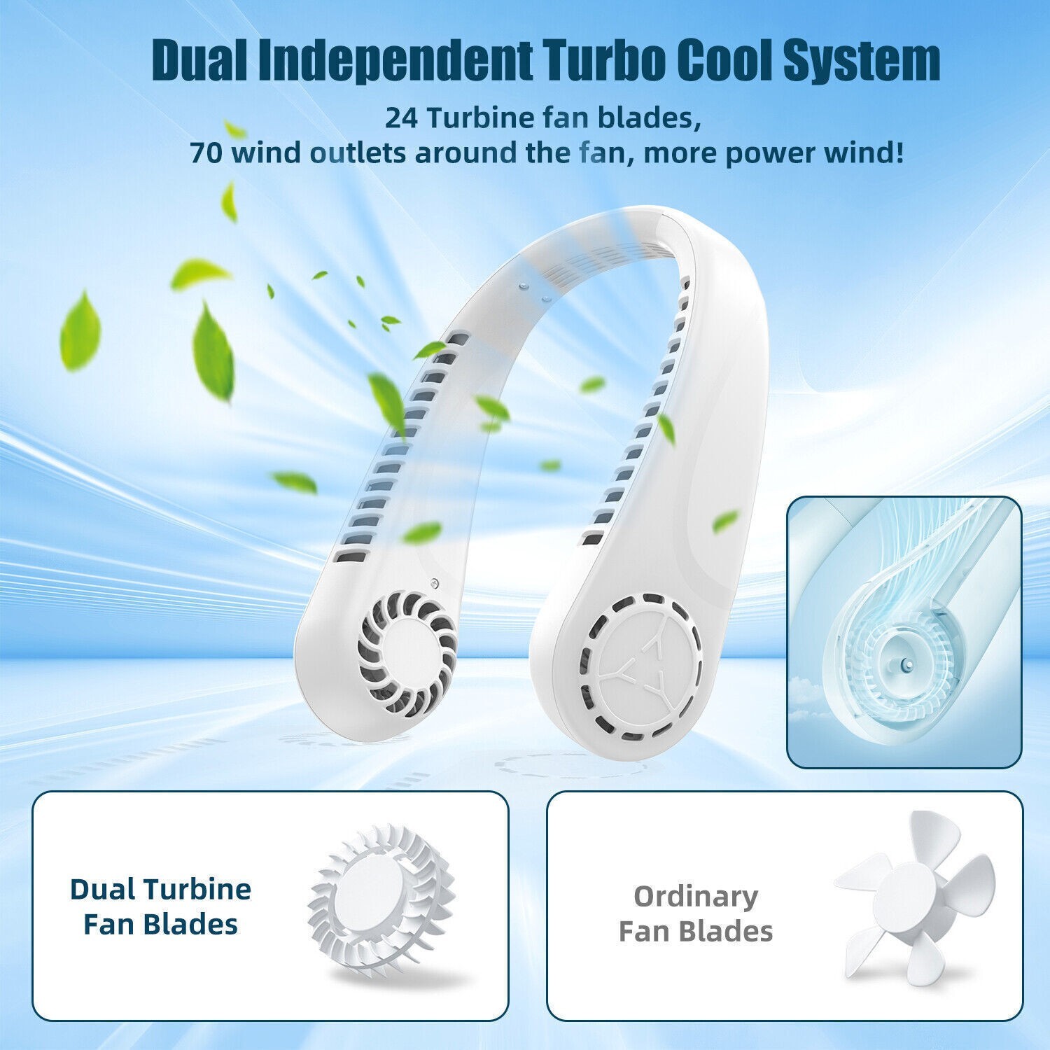 3000Mah Portable Hanging Neck Fan Cooling Air Cooler Electric Air Conditioner gallery